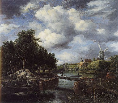 Landscape with a Windmill near a Town Moat, 1650, Jacob van Ruisdael