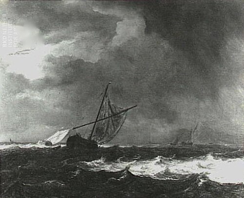 Vessels in choppy seas, 1660, Jacob van Ruisdael