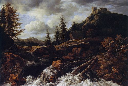 Waterfall in a Mountainous Landscape with a Ruined Castle, 1666, Jacob van Ruisdael