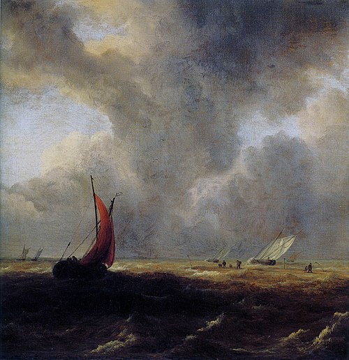 Sailing Vessels in a Choppy Sea, 1665, Jacob van Ruisdael