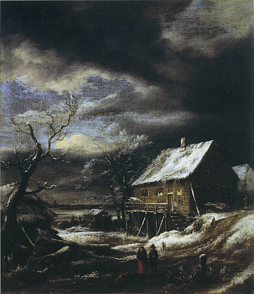 Winter Landscape with Wooden House, 1670, Jacob van Ruisdael