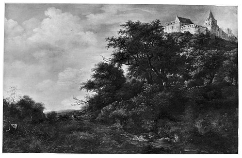 Landscape with Bentheim Castle, seen from below, 1675, Jacob van Ruisdael