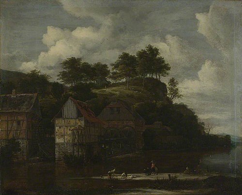 Three Watermills with Washerwomen, 1670, Jacob van Ruisdael