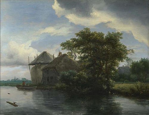 A Cottage and a Hayrick by a River, 1648, Jacob van Ruisdael