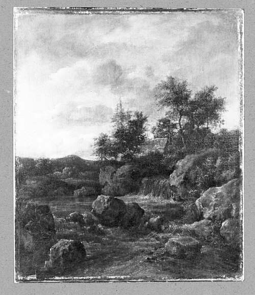 Rocky Landscape with Waterfall, 1653, Jacob van Ruisdael