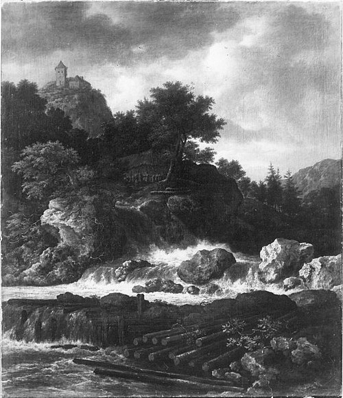 Scandinavian landscape with waterfall, , Jacob van Ruisdael