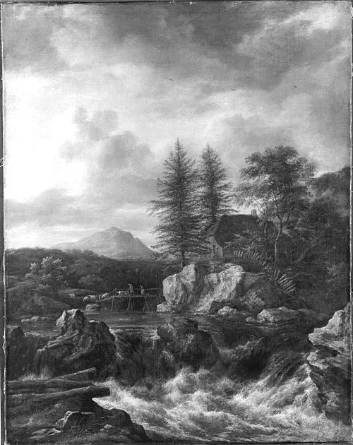 Nordic landscape with waterfall, 1672, Jacob van Ruisdael