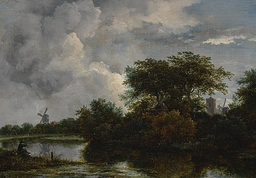 River Landscape with an Angler, 1650, Jacob van Ruisdael