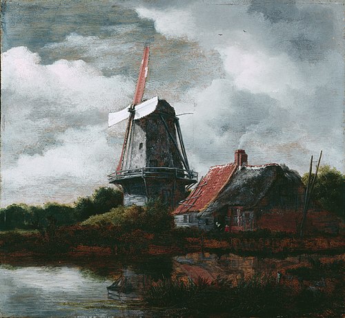 Landscape with a Farm House and Windmill, 1680, Jacob van Ruisdael