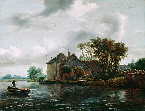 Farm and Hayrick on a River, 1640, Jacob van Ruisdael
