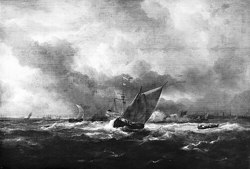 Ships in stormy weather, 1670, Jacob van Ruisdael