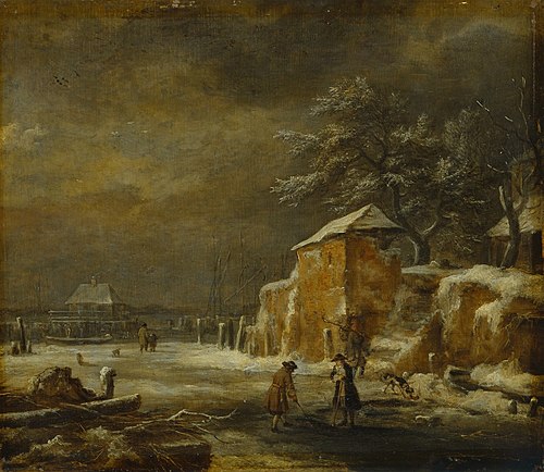 Winter Landscape with Houses and Frozen Canal, 1670, Jacob van Ruisdael