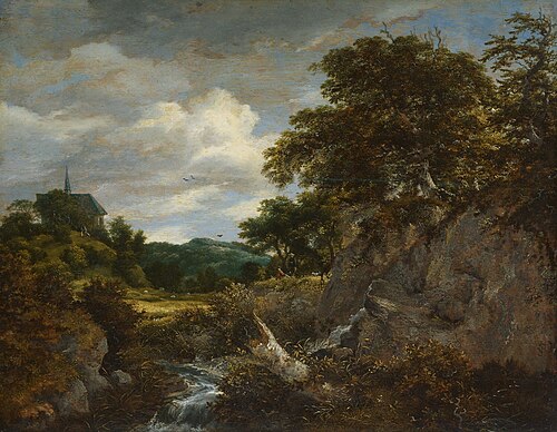A Mountain Landscape with a Chapel, 1655, Jacob van Ruisdael