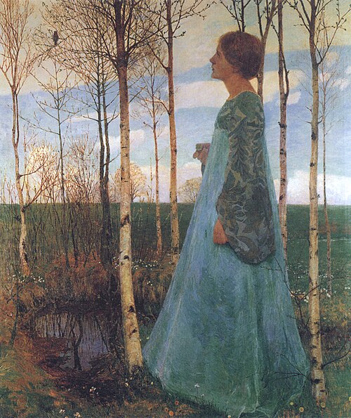 Frühling - Porträt von Martha Vogeler, 1897, Heinrich Vogeler