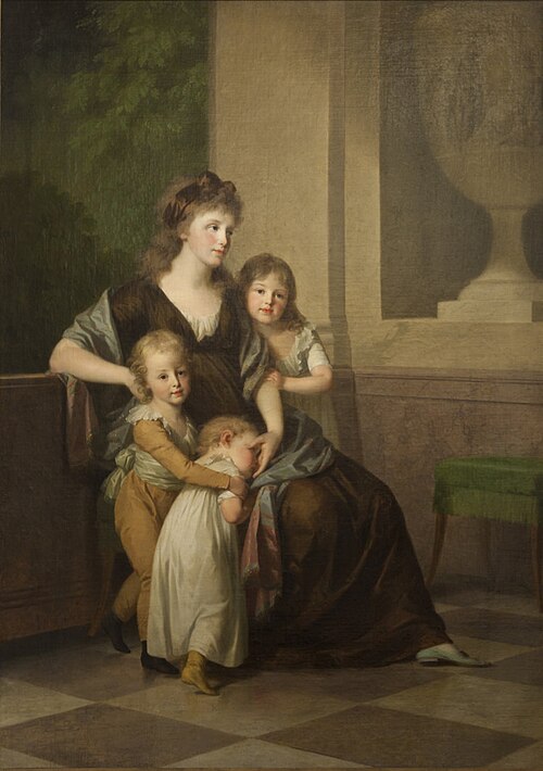 Christiane Amalie, Princess of Anhalt-Dessau with three children, 1798, Johann Friedrich August Tischb
