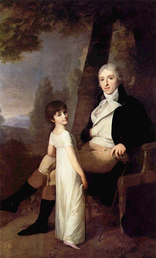 Portrait of Jaques Ferdinand Dufour-Feronce with his daughter Constance Aimée, 1802, Johann Friedrich August Tischb