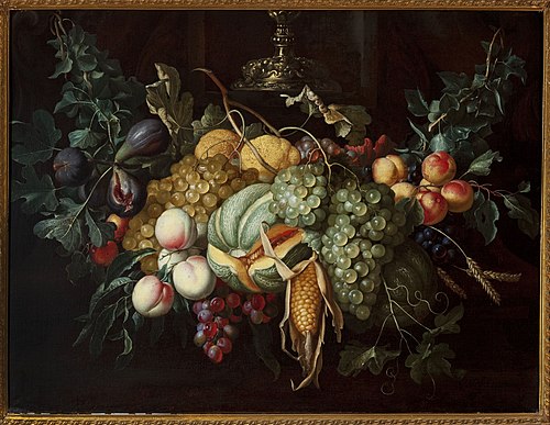 Still life with fruits and corn, , Alexander Coosemans