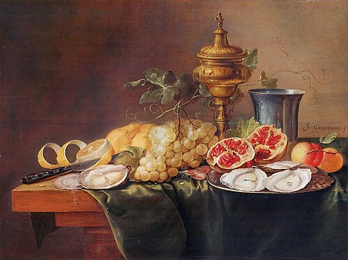 Still life with oysters and fruit, 1650, Alexander Coosemans