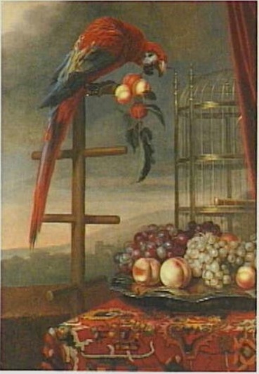 Still Life with Fruit and a Parrot, 1660, Alexander Coosemans