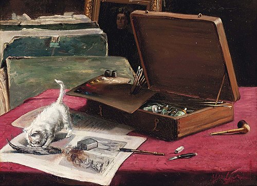 Mischief in the Artist's Studio, , Marie Yvonne Laur