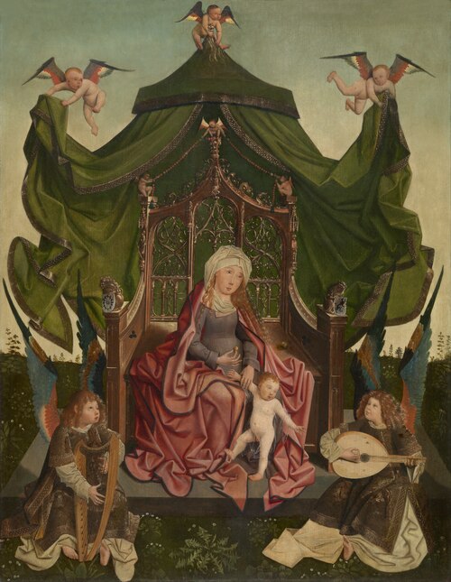 Madonna Enthroned, 1487, Meester van de Antwerpse Triptiek van Maria