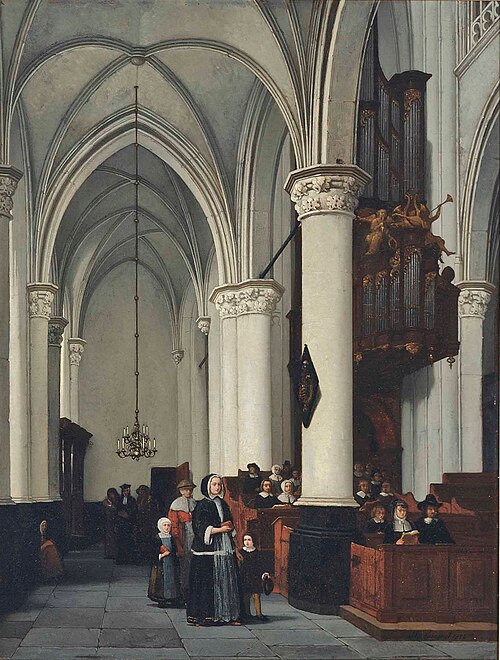 Church Interior, thought to be St Paul's, Antwerp, 1856, André-Joseph Minguet