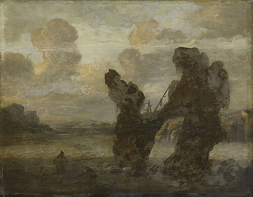 Fishermen in a Stormy Coastal Landscape, 1671, Bonaventura Peeters the Younger