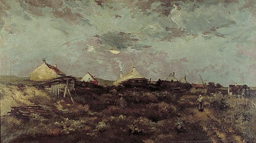 Duinlandschap met boerenwoningen, 1880, Jacques Rosseels