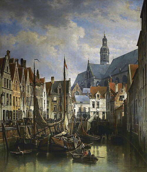 View of the Koolvliet in Antwerp, 1875, Jan Michiel Ruyten