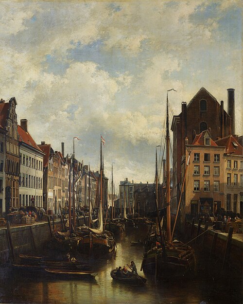 View of the Brouwersvliet in Antwerp, 1876, Jean Michel Ruyten