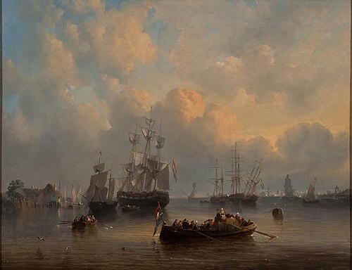 Havengezicht, 1851, Henri Adolphe Schaep
