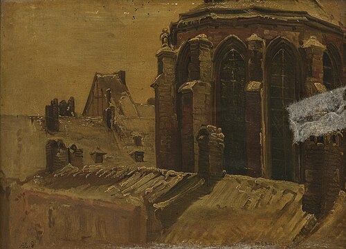 Buitenzijde van het koor der voormalige Dominikanerkerk te Maastricht vanuit het oosten gezien, , Alexandre Schaepkens