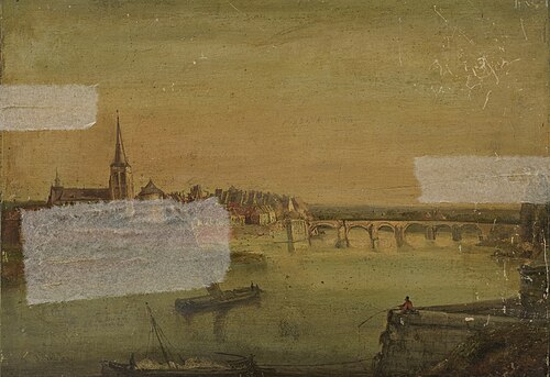 Gezicht op Wyck vanaf de westelijke oever in 1860, 1860, Alexandre Schaepkens