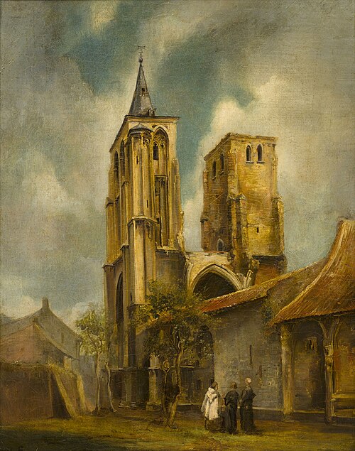 De torens van de kerk van het St.Antoniusklooster te Maastricht, 1845, Alexandre Schaepkens
