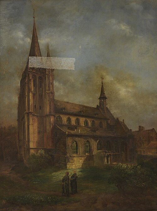 Gezicht op de voormalige St. Martinuskerk (zuidzijde) te Wyck-Maastricht, afgebroken in 1854, , Alexandre Schaepkens