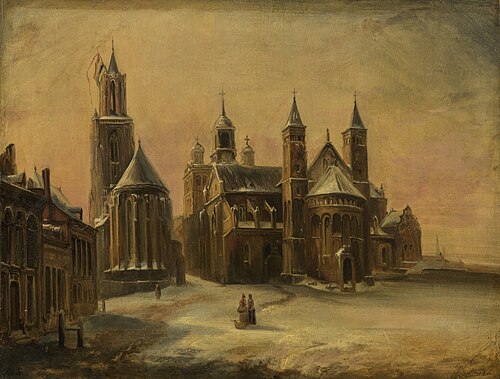 Gezicht op de zuidwestzijde van het Vrijthof, , Alexandre Schaepkens