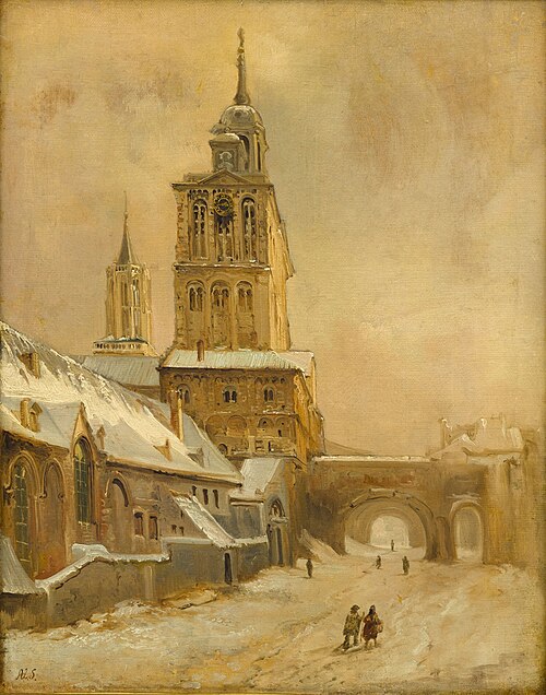De westbouw van de Sint-Servaaskerk en het klooster, 1840, Alexandre Schaepkens