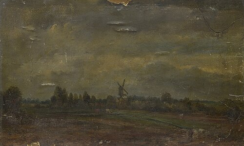 Landschap met molen (aandenken van Prof. Chr. Mertz), 1890, Alexandre Schaepkens