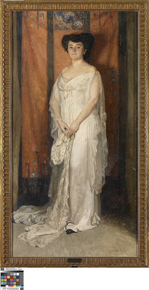 Portret van mevrouw A. Ganshof van der Meersch, 1909, Frans Van Holder