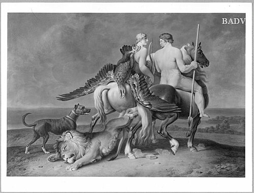 Return from hunting two men on horseback, 1813, Johann Heinrich Wilhelm Tischb