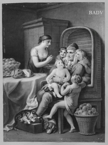 Grandfather with children ( the pamder`s 60th birhday ), 1811, Johann Heinrich Wilhelm Tischb