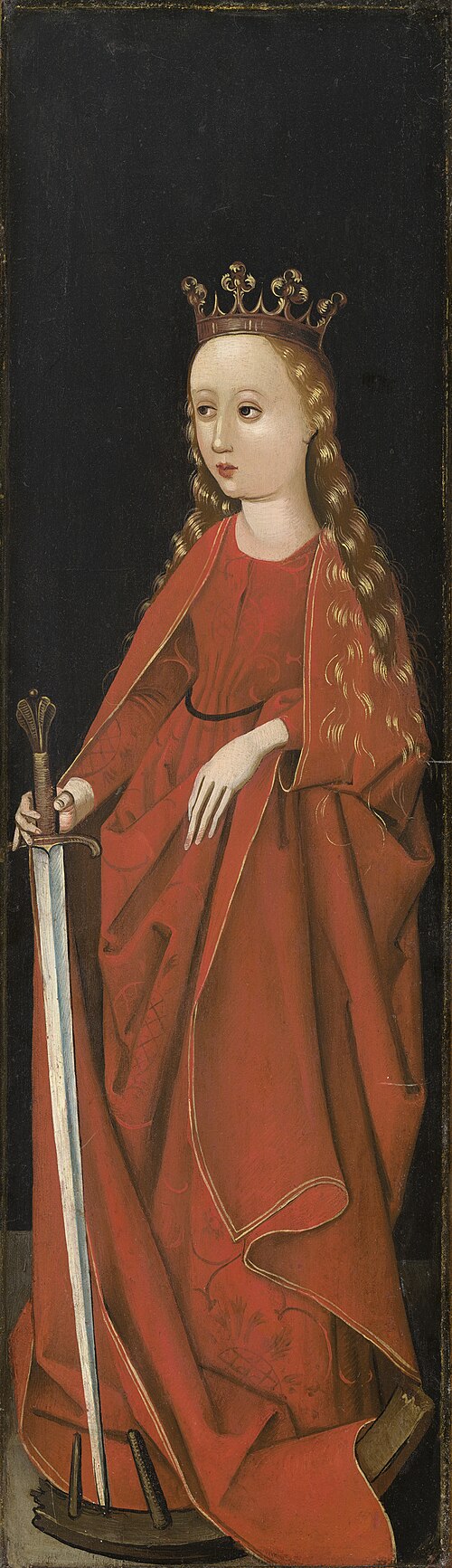 Saint Catherine [right wing exterior], 1480, Master of the Starck Triptych