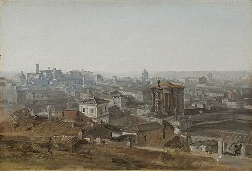 Blick von der Villa Malta auf das Kapitol, 1818, Johann Georg von Dillis