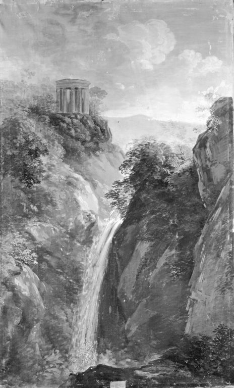 Wasserfall und Rundtempel bei Tivoli, 1809, Johann Georg von Dillis