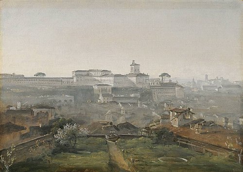 Blick von der Villa Malta auf den Quirinal, 1818, Johann Georg von Dillis
