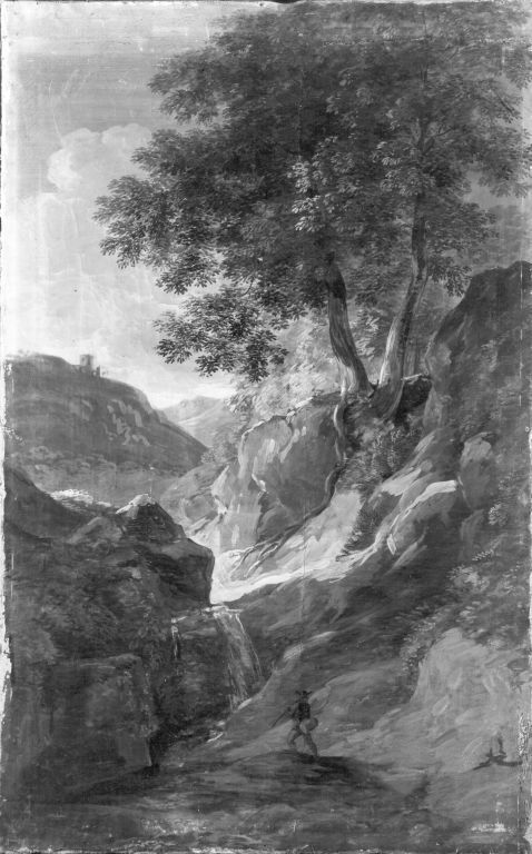Schlucht mit Angler, 1809, Johann Georg von Dillis