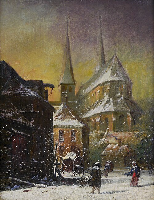 Achterzijde Bergkerk in sneeuw, , Jan Derk Huibers