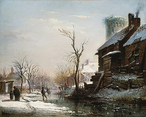 Schaatsenrijders op vestinggracht., , Jan Derk Huibers