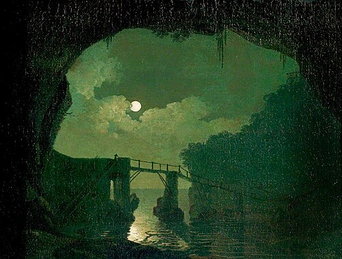 Bridge through a Cavern, Moonlight, 1791, Joseph Wright of Derby