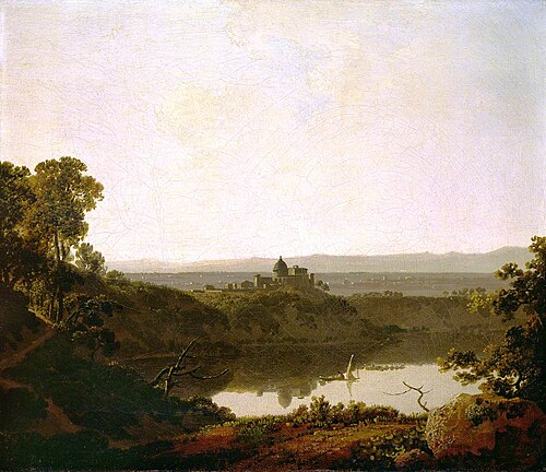 Lake Albano and Castel Gandolfo, Italy, 1792, Joseph Wright of Derby